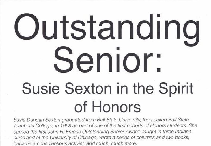 A life richly lived and appropriately, effusively celebrated –  Ball State University honors Susie Duncan&nbsp;Sexton